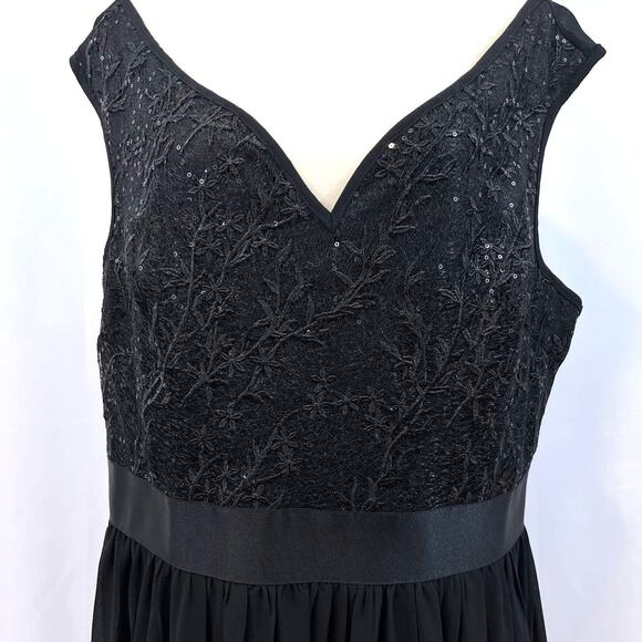 Miss May black formal maxi gown sleeveless lace sequins 1XL - Picture 2 of 12